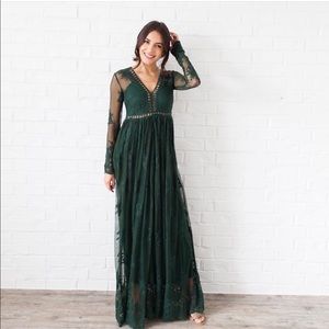 Emerald green lace dress